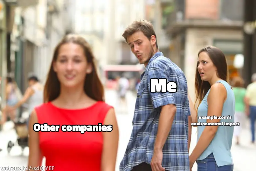 A distracted boyfriend meme with generic texts and a custom watermark in the bottom left corner